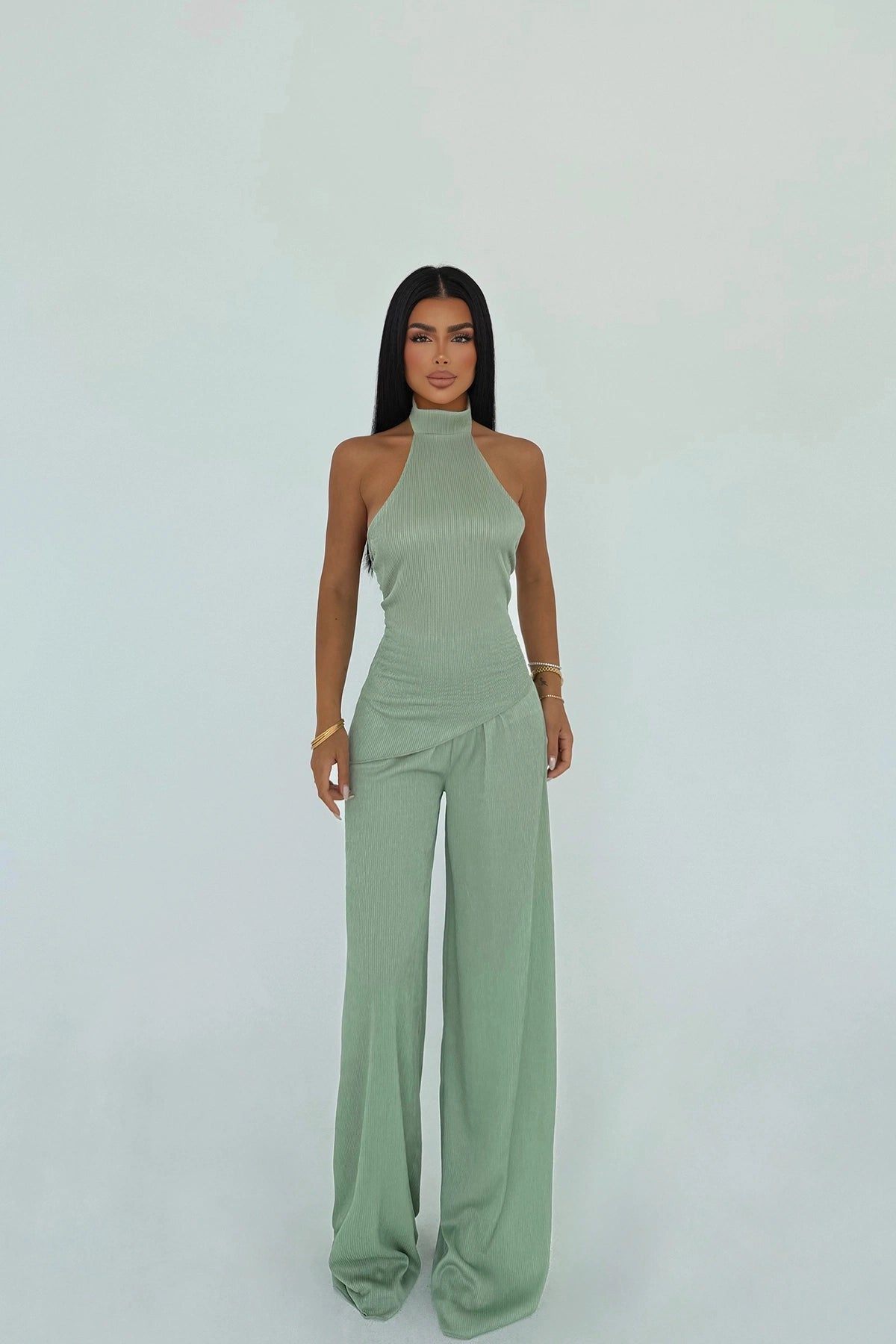 Sage Green Halter Neck Co-Ord