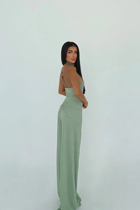 Sage Green Halter Neck Co-Ord