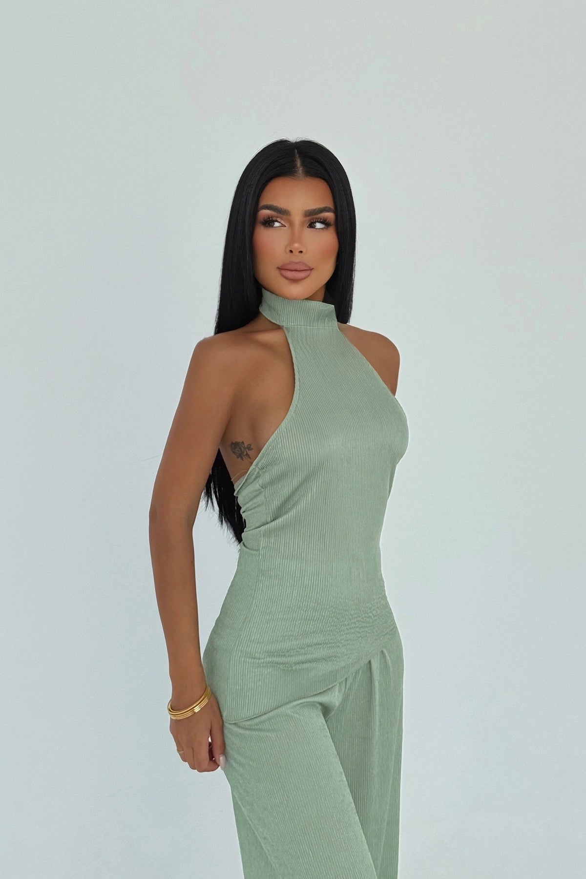 Sage Green Halter Neck Co-Ord